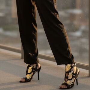 Bohemian vintage high heels sandals costume rare find.